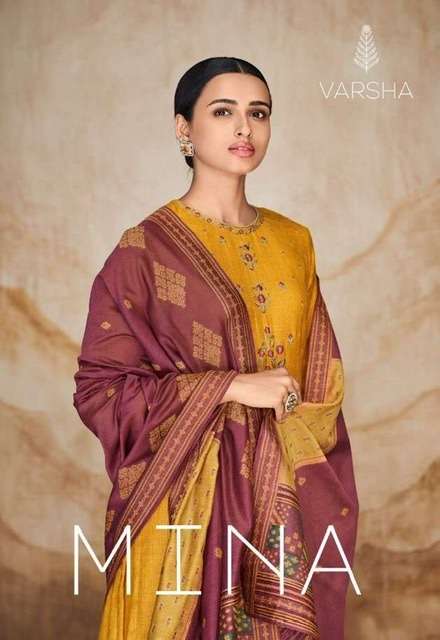 Varsha fashion mina designer pashmina woven with embroidery work dress material collection surat 