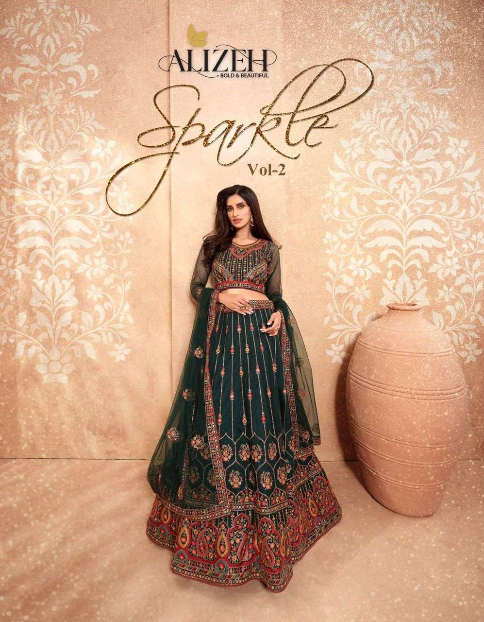 Alizeh sparkle vol 2 designer net with heavy fancy work wedding collection lehenga choli at Wholesale Rate 
