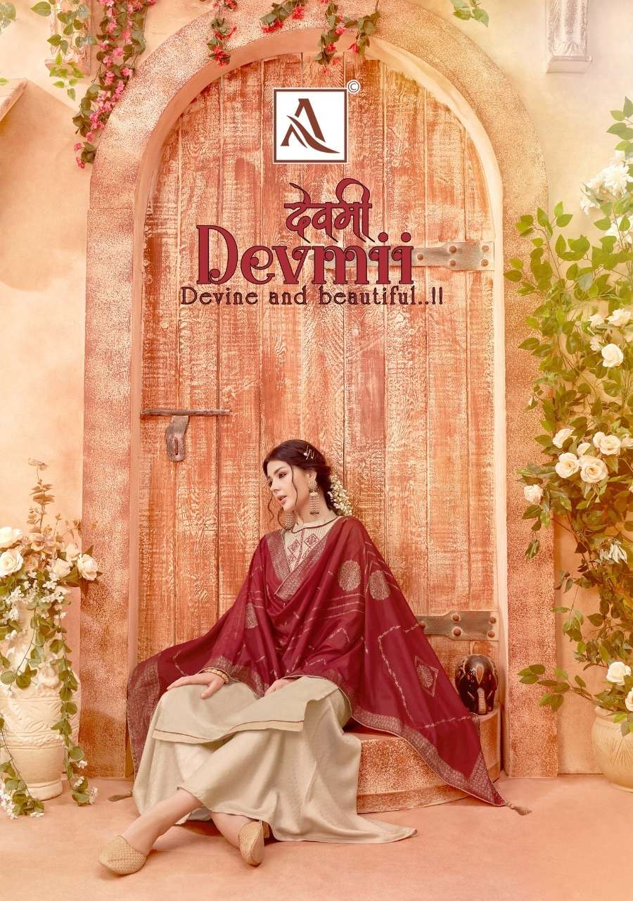 Alok suits devmii printed pure jam cotton with embroidery work dress material at wholesale Rate 
