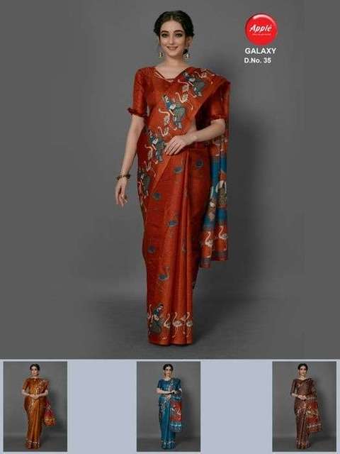 Apple galaxy silk printed khadi silk sarees at Wholesale Rate 