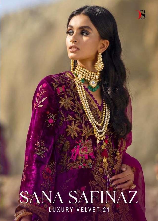 Deepsy suits sana safinaz luxury velvet 21 designer pure velvet with embroidery work pakistani dress material at wholesale Rate 