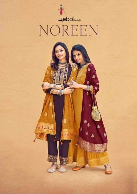 Eba lifestyle noreen pure silk with embroidery work dress material at wholesale Rate 