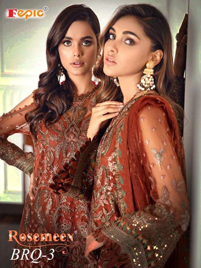 Fepic rosemeen 66014 colours faux georgette with embroidery work pakistani dress material at wholesale Rate 
