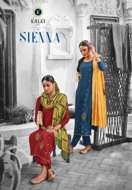 Kalki fashion sienna pure viscose muslin silk with embroidery work dress material at wholesale Rate 