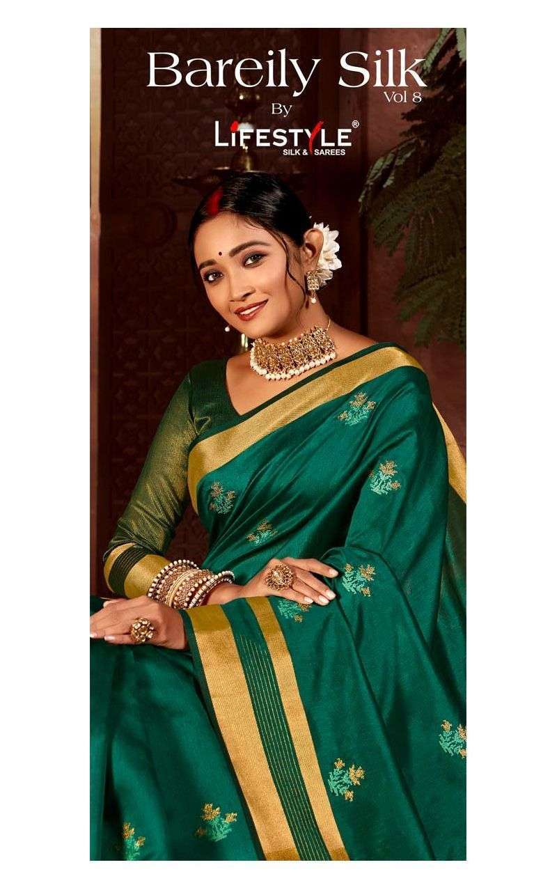 Lifestyle sarees bareily silk vol 8 traditional silk sarees at Wholesale Rate 