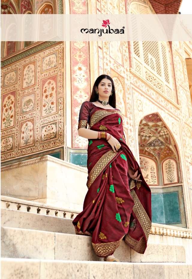 Manjubaa 7400 series Silk with weaving design saree collection