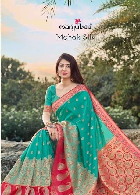 Manjubaa clothing mohak silk Traditional banarasi silk sarees at wholesale Rate 