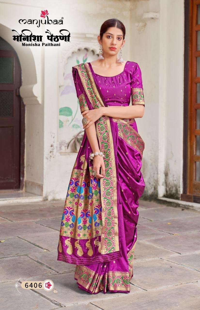 Manjubaa clothing monisha paithani traditional banarasi silk sarees at Wholesale Rate 