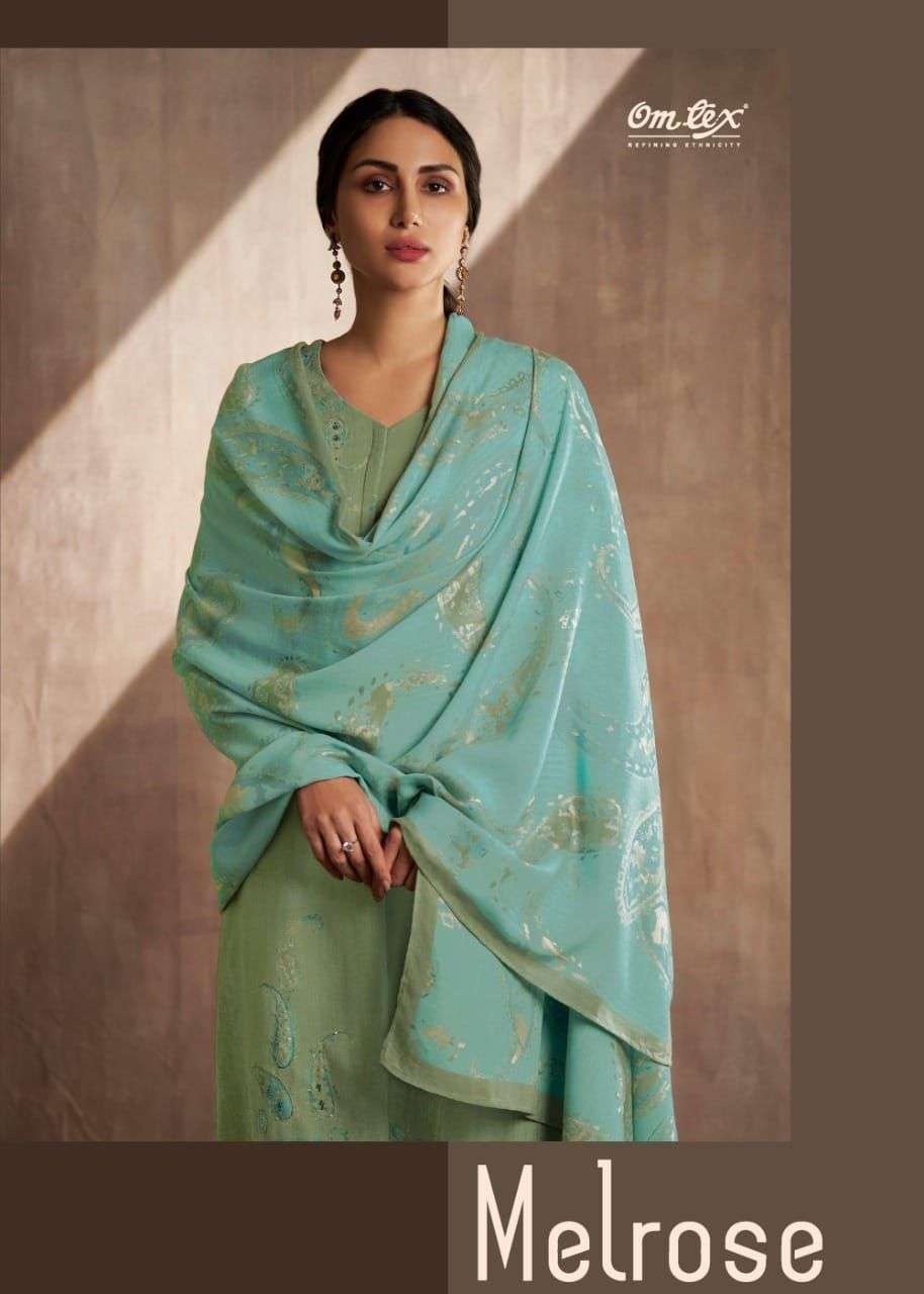 Omtex melrose digital pashmina with handwork dress material at wholesale Rate 