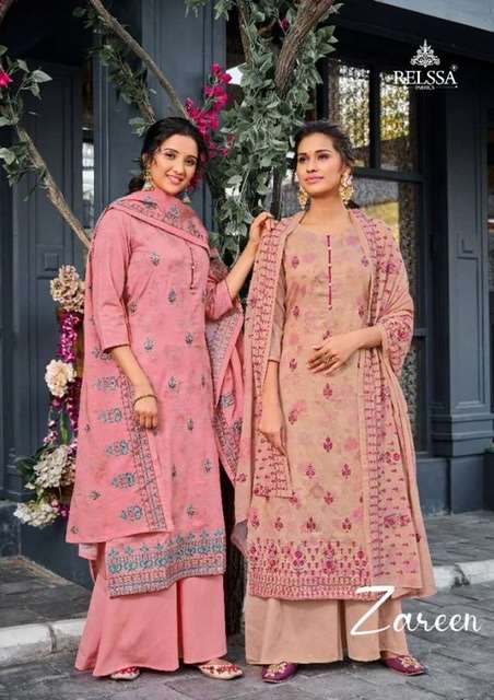 Relssa fabric zareen printed pure cotton silk dress material at wholesale Rate 