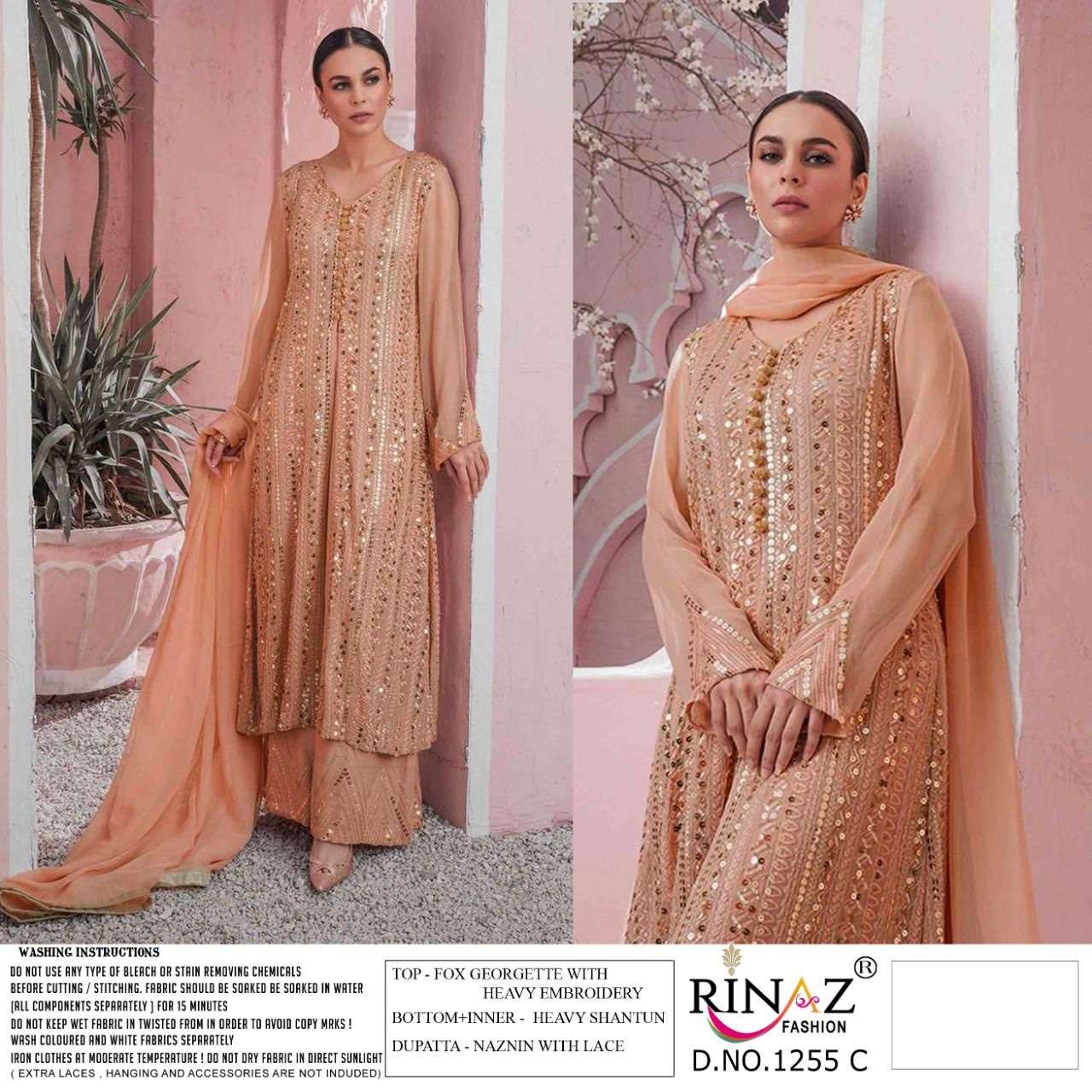 Rinaz fashion 1255 colors faux georgette with embroidery work pakistani dress material at wholesale Rate 