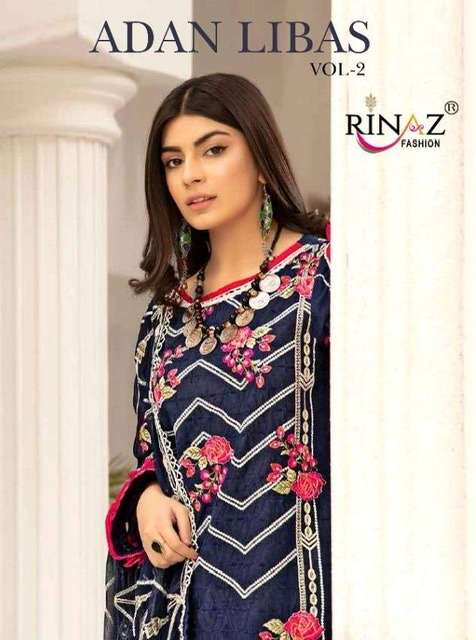 Rinaz fashion adan libas vol 2 printed cambric cotton with embroidery work pakistani dress material at wholesale Rate 