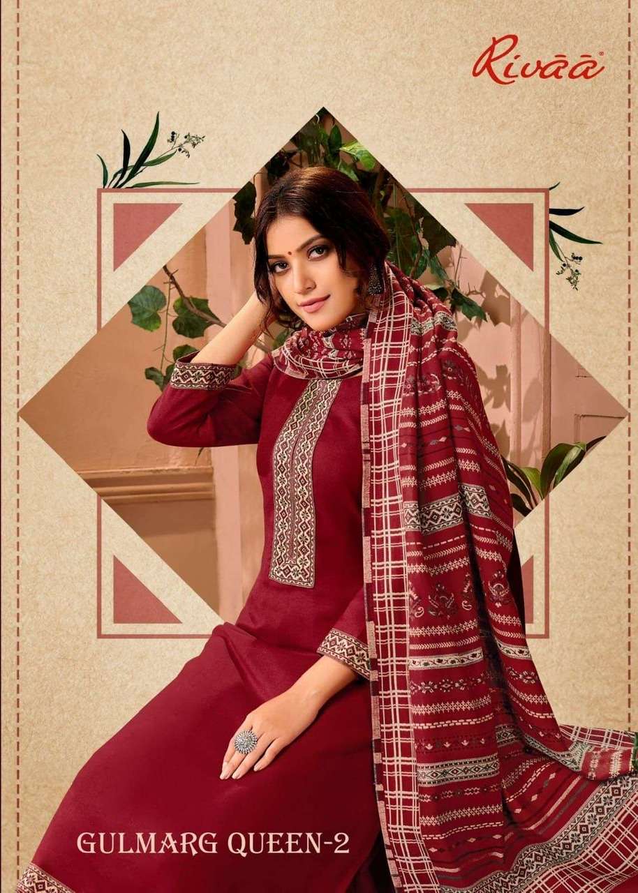 Rivaa exports gulmarg queen vol 2 heavy pashmina dyed printed dress material at wholesale Rate 