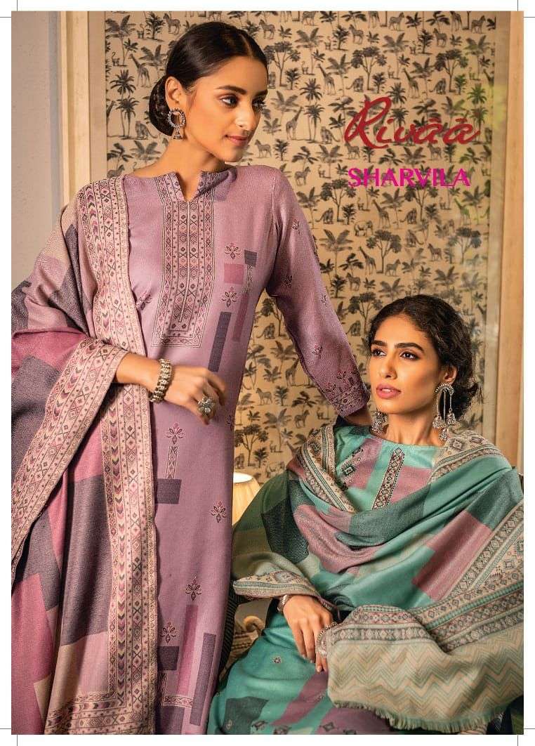 Rivaa exports sharvila digital Printed pashmina dress material at wholesale Rate 