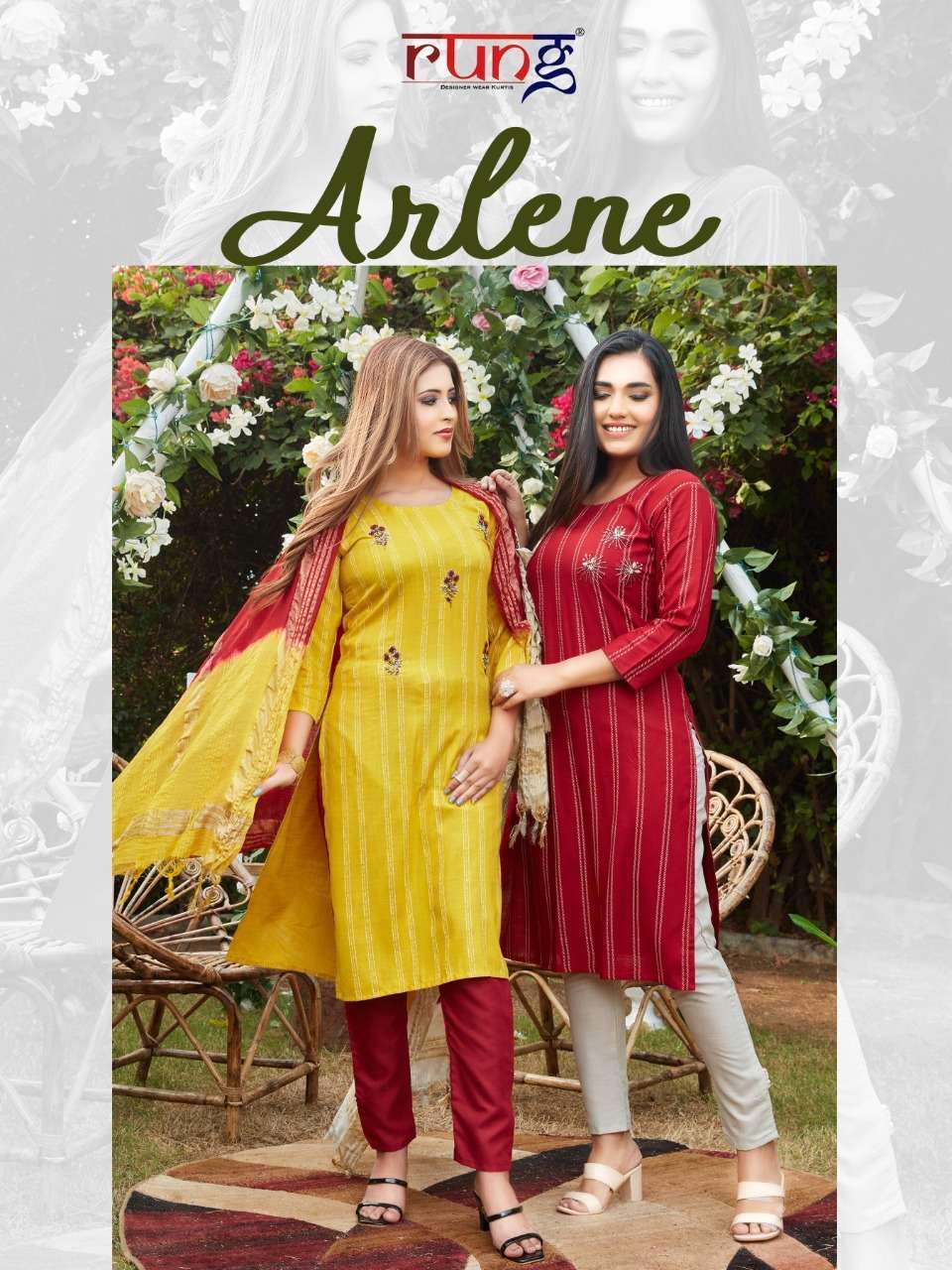 Rung arlene heavy rayon with handwork readymade suits at wholesale Rate 