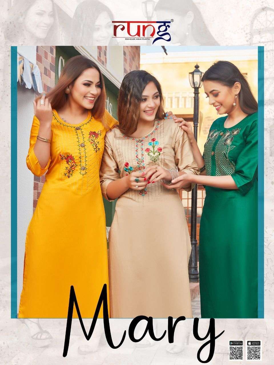 Rung mary heavy jam satin with embroidery work readymade kurtis at wholesale Rate 