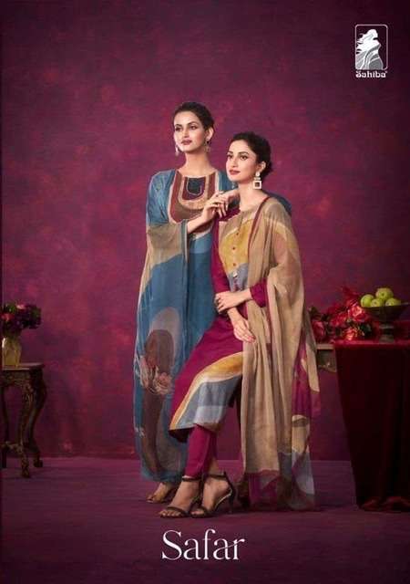 Sahiba safar digital printed staple twill pashmina dress material at wholesale Rate 