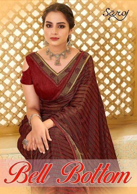 Saroj bell bottom fancy weightless georgette sarees at Wholesale Rate 