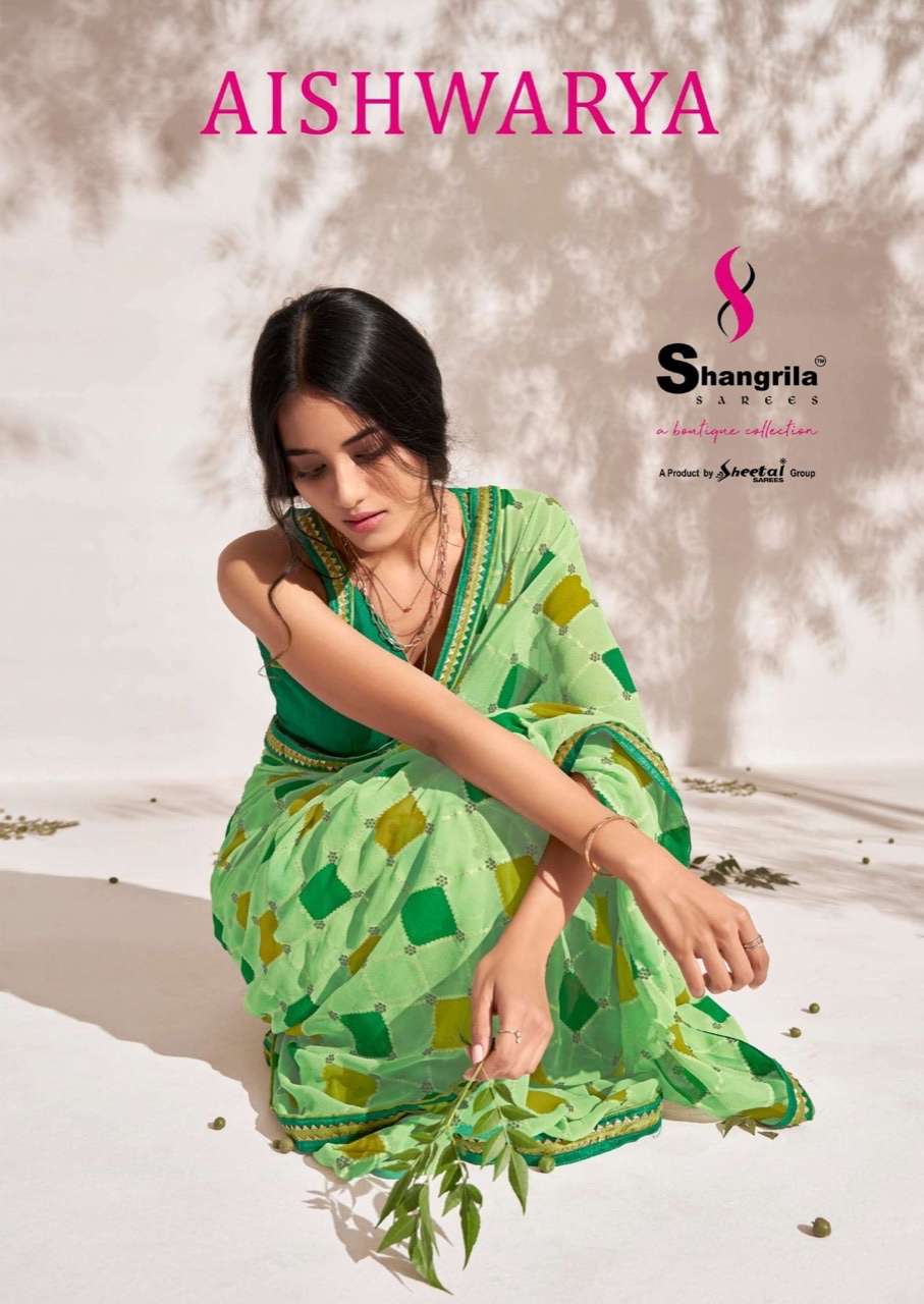 Shangrila designer Aishwarya printed georgette sarees at Wholesale Rate 