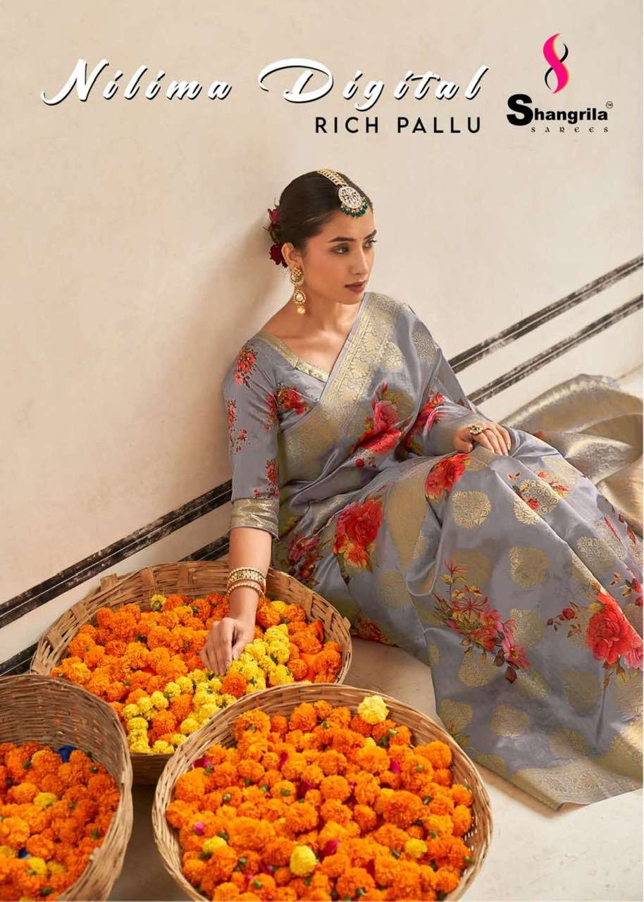 Shangrila designer nilima digital rich pallu weaving sarees at  wholesale rate 