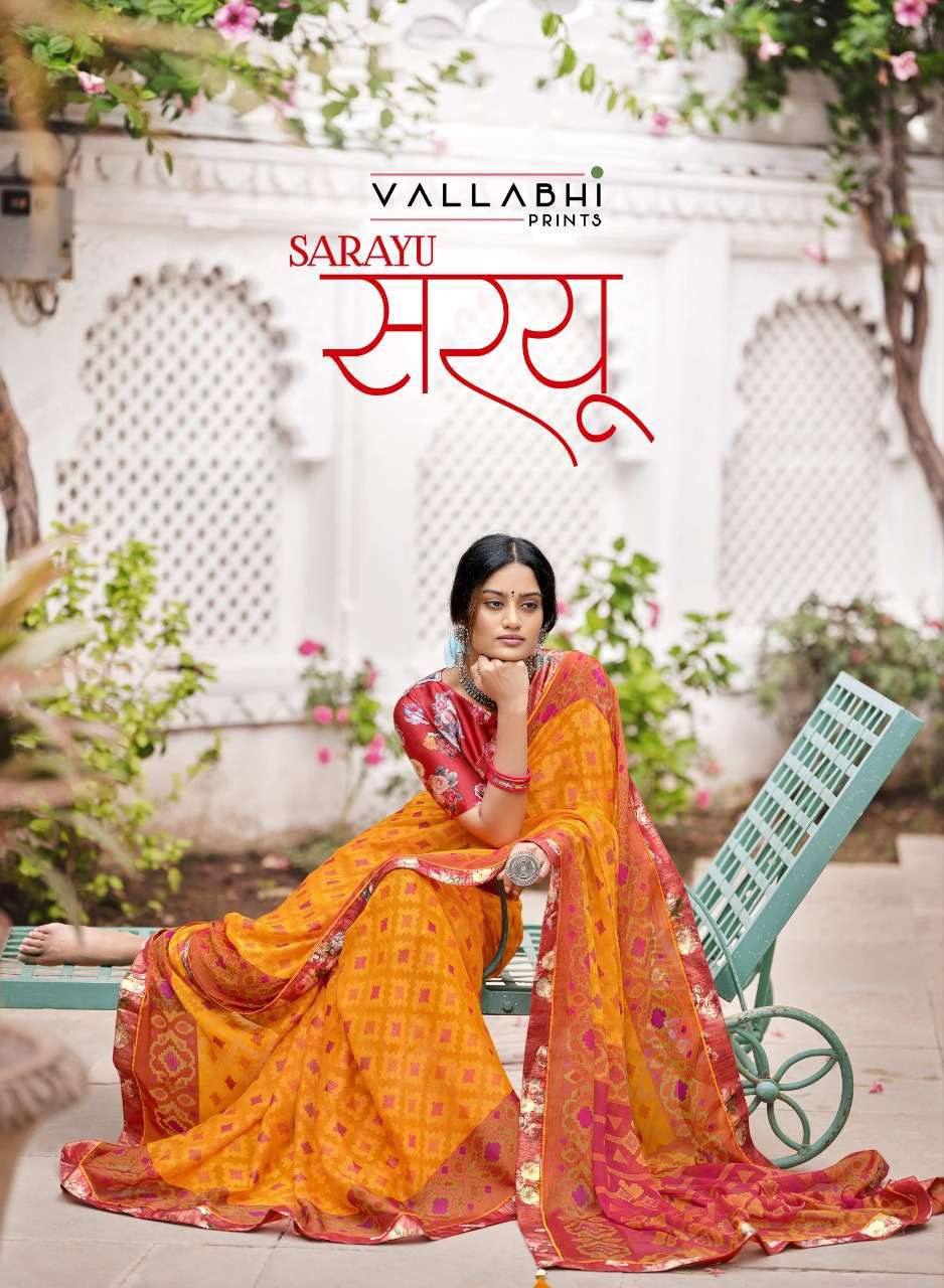 Triveni vallabhi prints sarayu printed brasso sarees at Wholesale Rate 