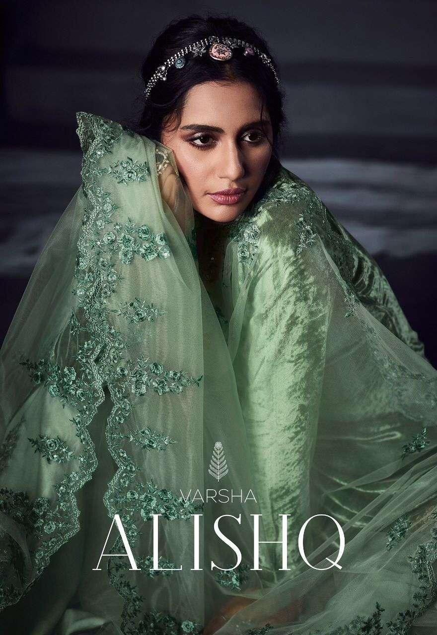 Varsha fashion alishq heavy designer pure velvet with embroidery work dress material at wholesale Rate 