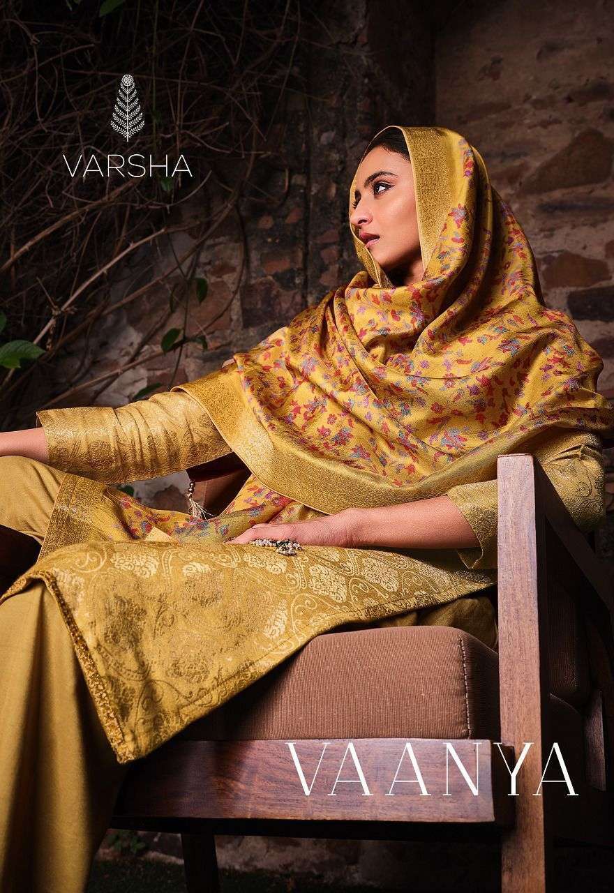 Varsha fashion vaanya designer viscose woven with embroidery work dress material collection surat 