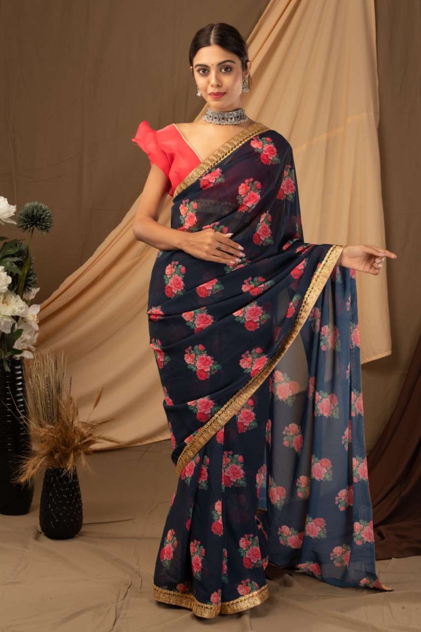 Vickat silk Georgette with Fancy saree collection