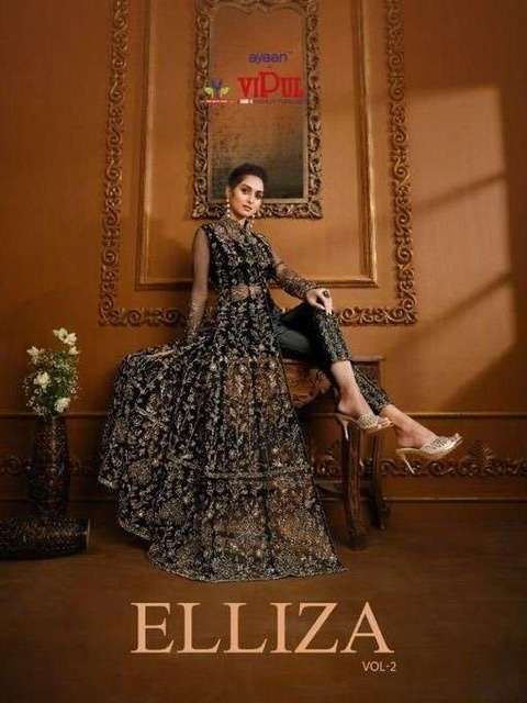 Vipul fashion elliza vol 2 designer net with heavy embroidery work wedding salwar kameez at wholesale Rate 