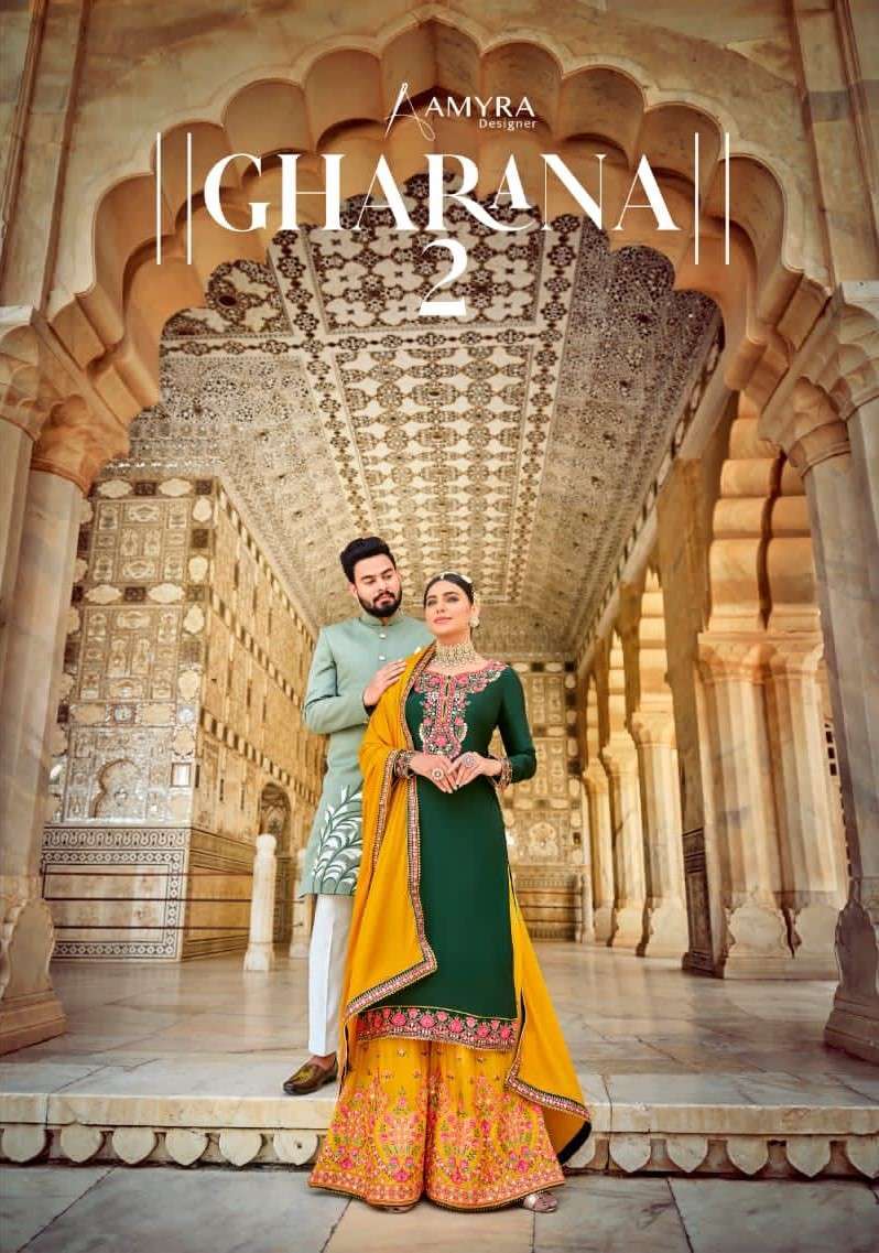 Amyra Designer Gharana Vol 2 Pure Heavy Viscose Upada with Embroidery Work Dress Material at Wholesale Rate