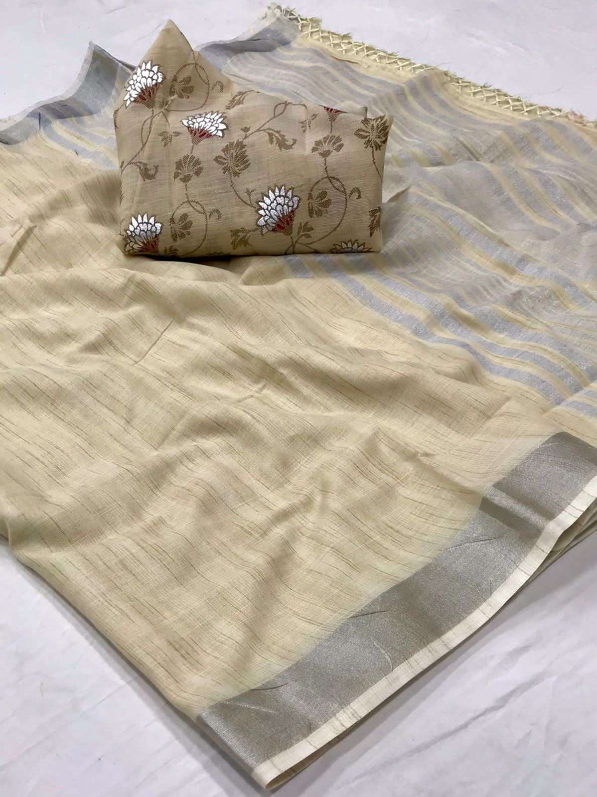 Anokhi Soft Linen with Foil Print saree collection