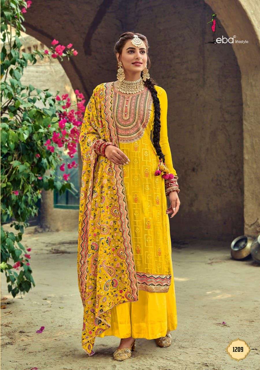 Eba satrangi colours Georgettae With Multi Embroidery Work Dress Material Collection at wholesale rate