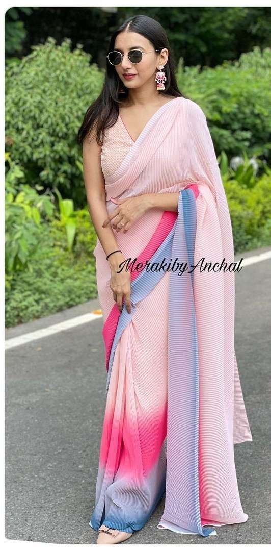 Harnaaz Georgette With All Our Crush Design Party Wear saree