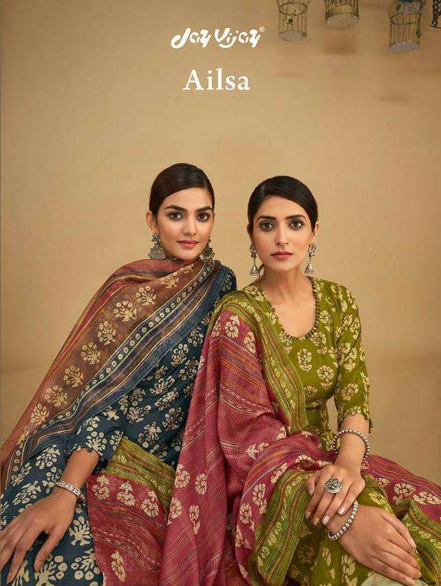Jay Vijay Alisa Batik Printed Pure Muslin Silk with Handwork Dress Material at Wholesale Rate