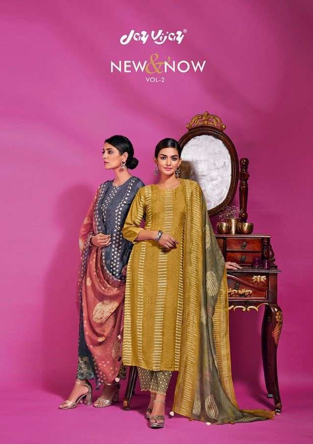 Jay Vijay New & Now Vol 2 Printed Pure Moga Silk with Embroidery Handwork Dress Material at Wholesale Rate
