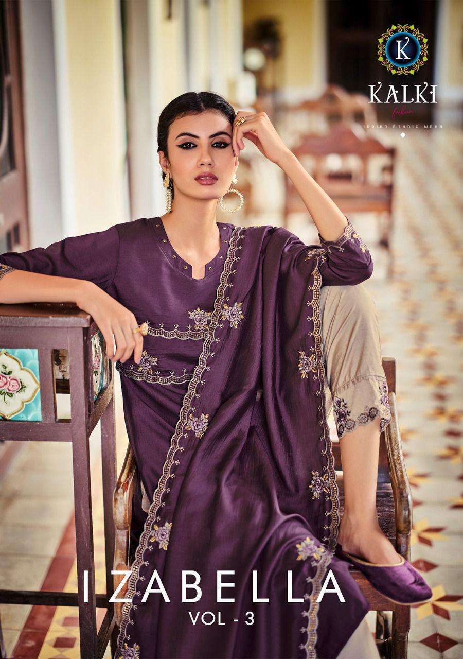 Kalki Fashion Izabella Vol 3 Pure Silk Weaving with Embroidery Work Readymade Suits at Wholesale Rate