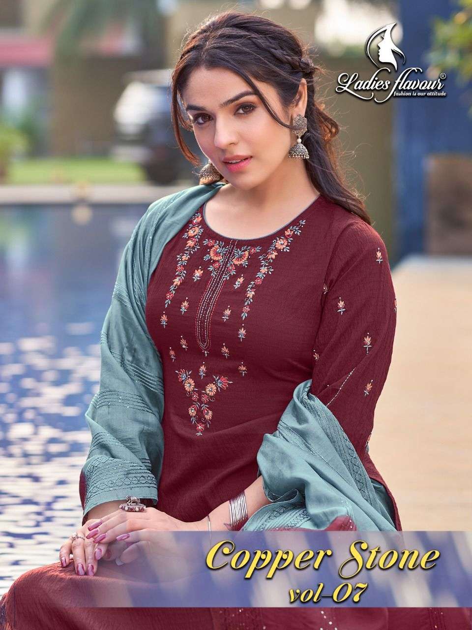 Ladies Flavour Copper Stone Vol 7 Pure Nylon Viscose With Embroidery With Heavy Khatli work Readymade Suits at Wholesale Rate