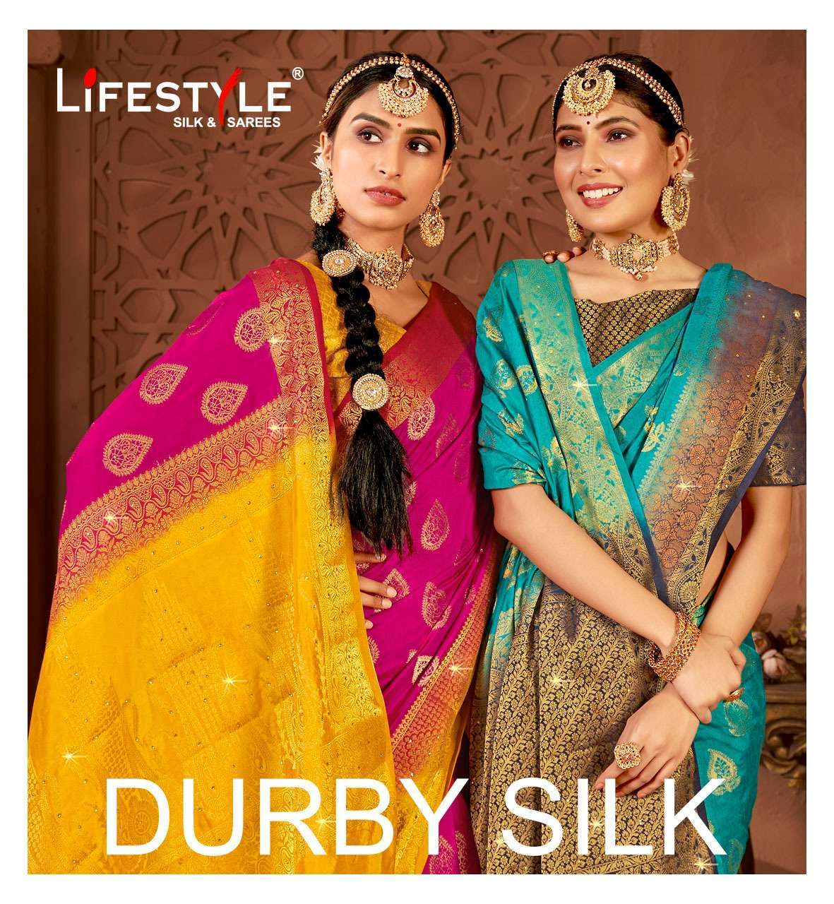 Lifestyle Sarees Durby Silk Nylone Dla Khicha Double Jari Rich Pallu Sarees at Wholesale Rate