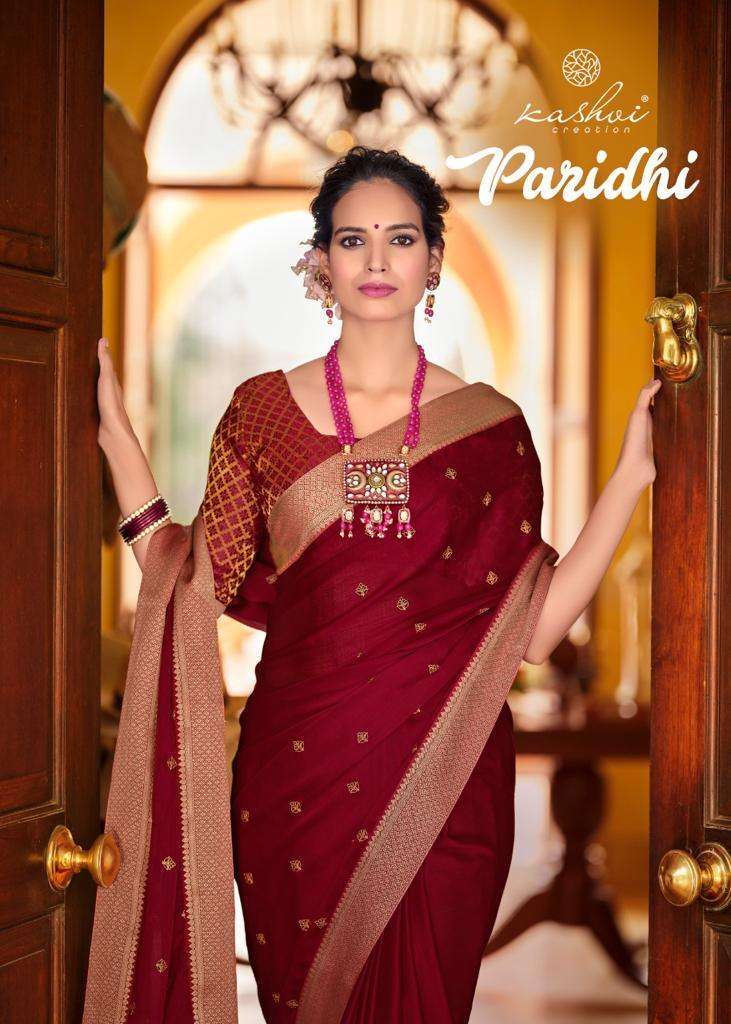 LT fabrics kashvi creation paridhi moss chiffon with embroidery work sarees at wholesale Rate 