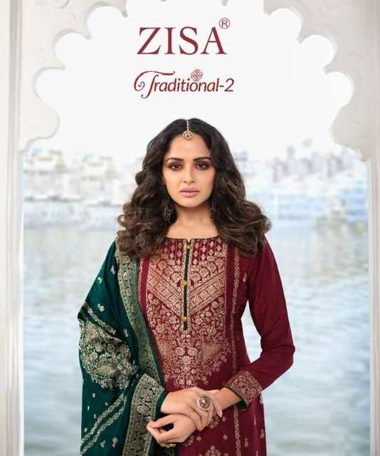 Meera trends zisa traditional vol 2 pure dola jacquard dress material at wholesale Rate 