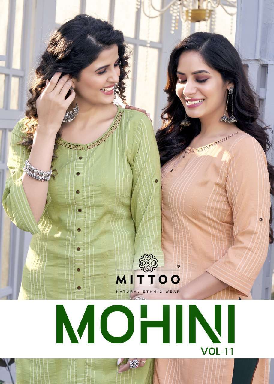 Mittoo mohini vol 11 weaving strip readymade kurtis at wholesale Rate 