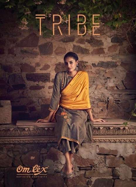 Omtex tribe gulnar silk with embroidery mirror work dress material collection surat 