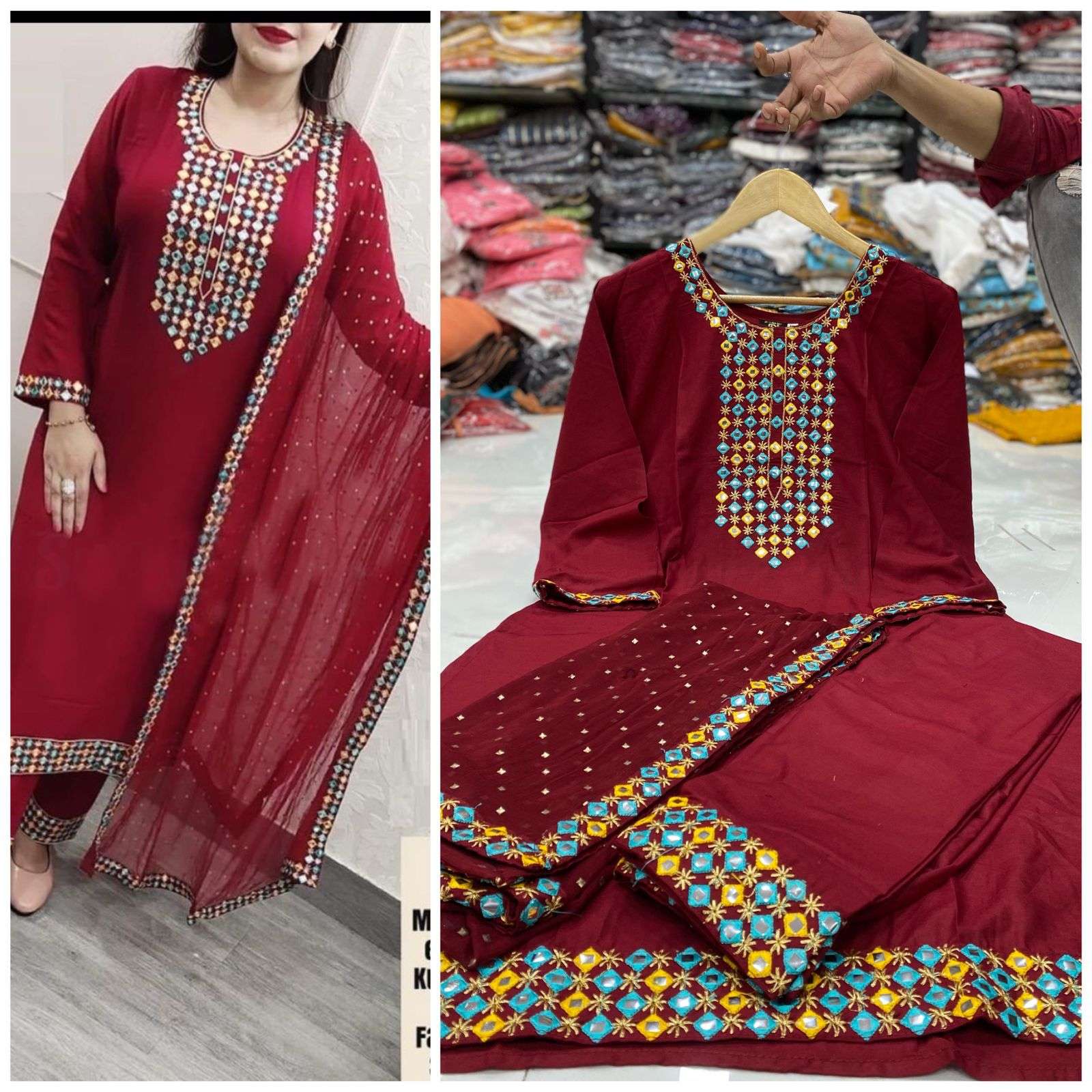 Rangrasiya Latest Non Catalog Rayon with Work Readymade Suits at Wholesale Rate