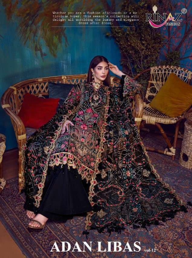Rinaz Fashion Adan Libas Vol 12 Faux Georgette with Heavy Embroidery Work Pakistani Dress Material at Wholesale Rate