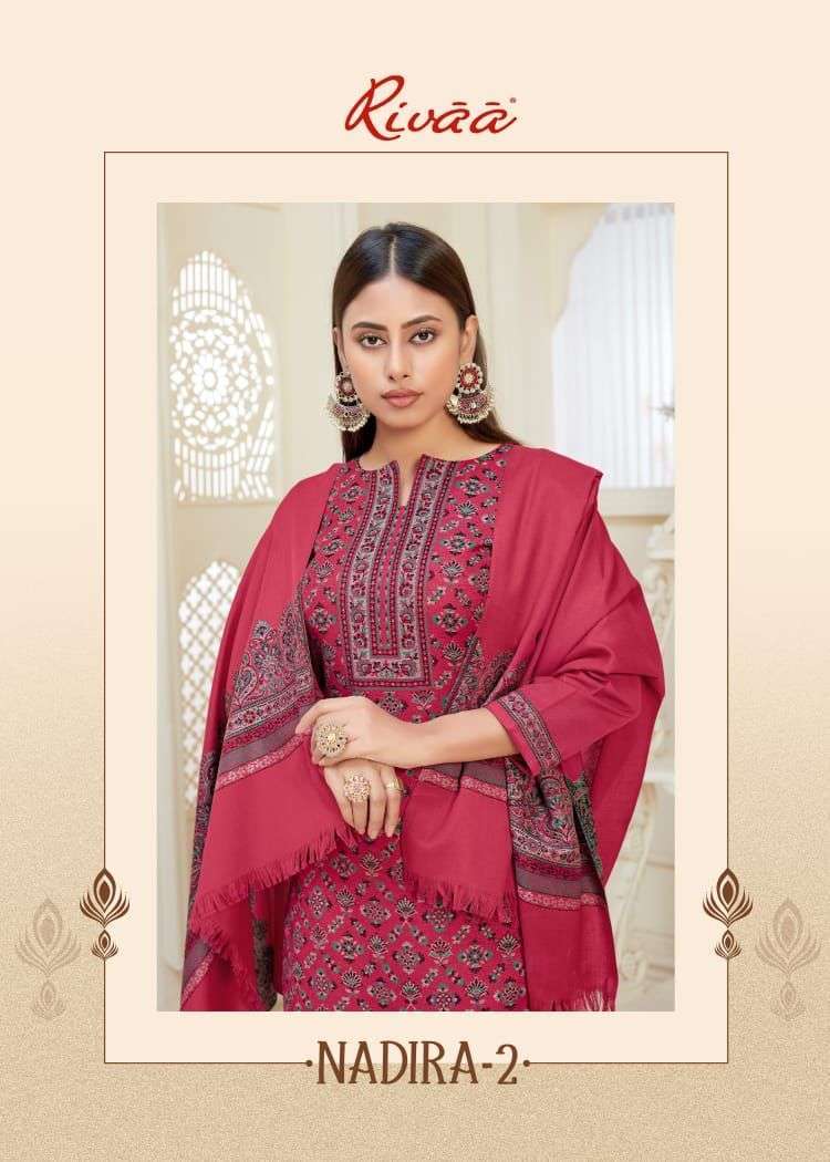 Rivaa exports nadira vol 2 printed heavy pashmina kani jacquard dress material collection at wholesale Rate 