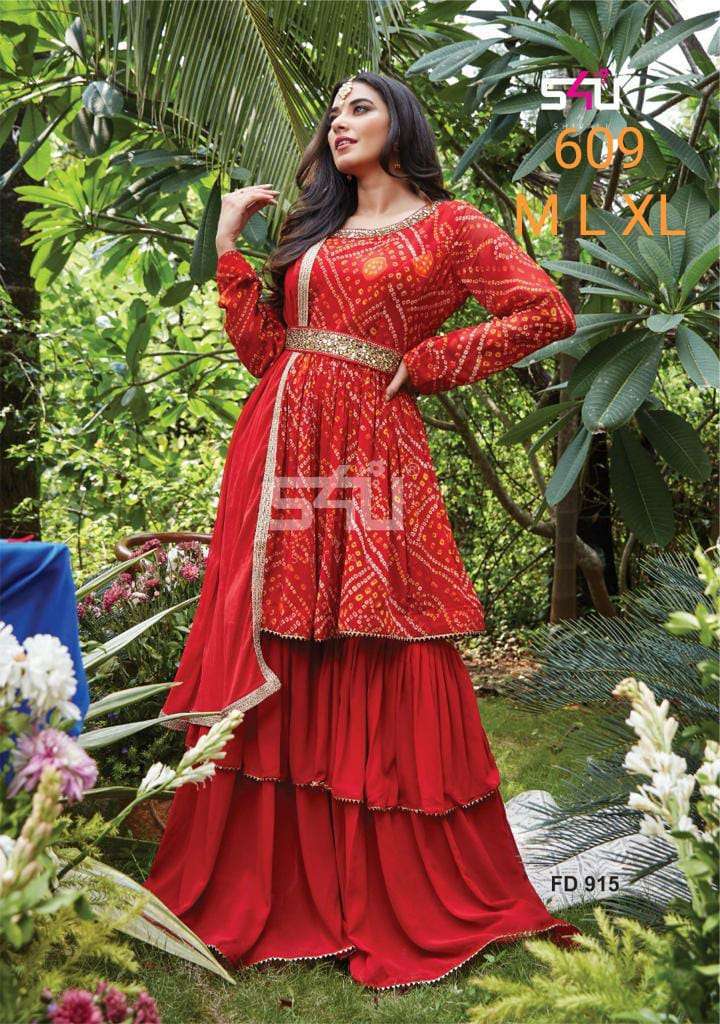 S4U Shivali 609 Designer Fancy Fabric with Work Readymade Party Wear Collection at Wholesale Rate