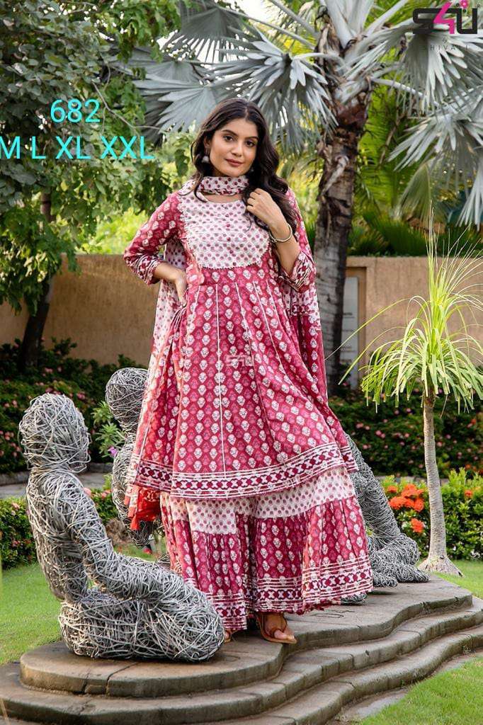 S4U Shivali 682 Designer Printed Fancy Fabric Readymade Suits at Wholesale Rate