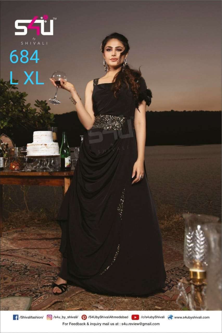 S4U Shivali 684 Designer Fancy Fabric with Work Readymade Party Wear Collection at Wholesale Rate