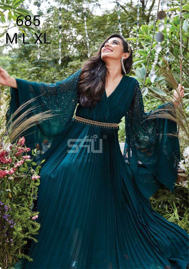 S4U Shivali 685 Designer Fancy Fabric with Work Readymade Party Wear Collection at Wholesale Rate
