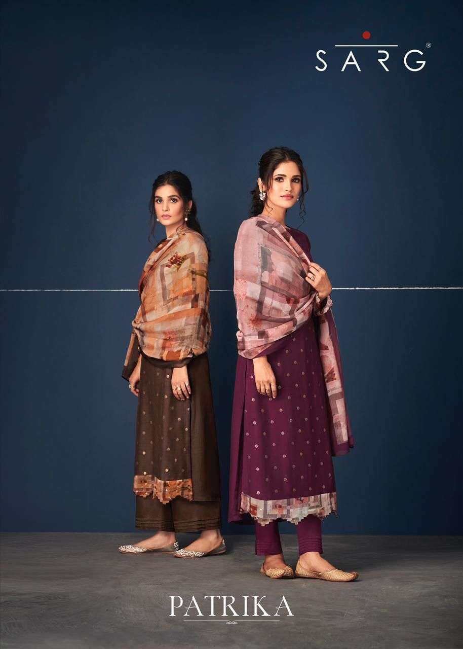 Sahiba sarg patrika designer fancy jacquard silk dress material at wholesale Rate 